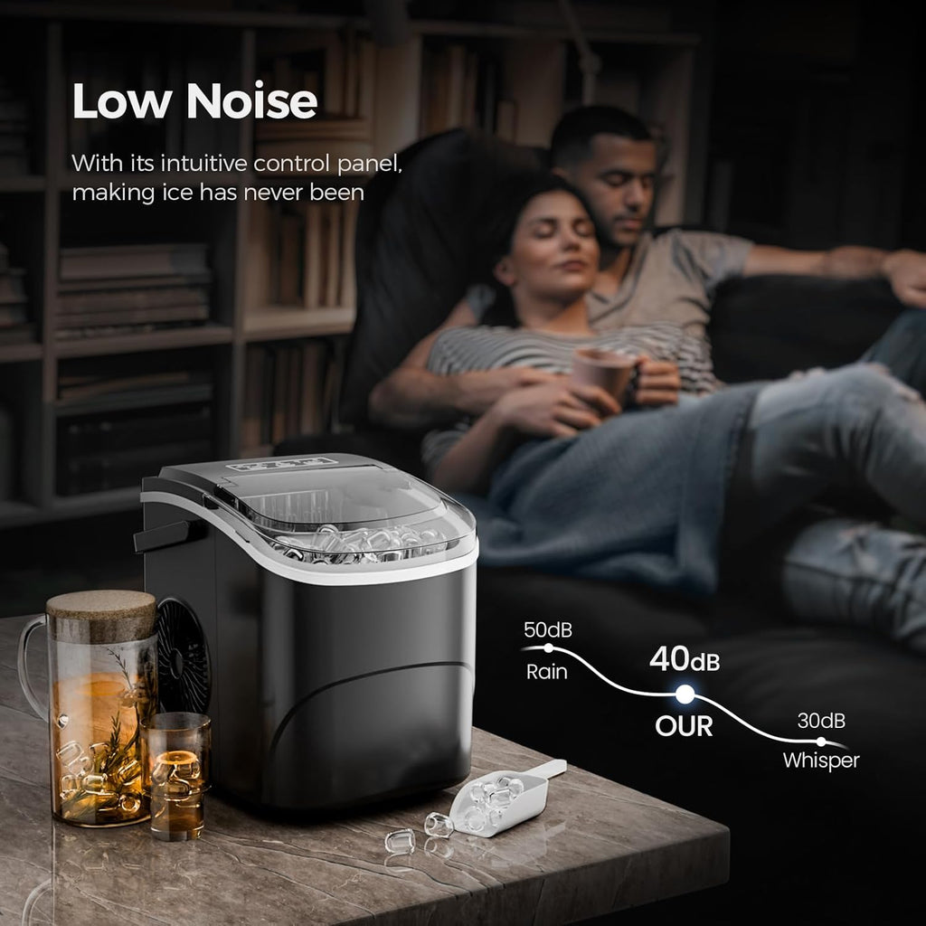 Ice Makers Countertop,26Lbs/24H,9 Cubes in 6 Mins,Portable Ice Maker Machine with Self-Cleaning,2 Sizes of Bullet