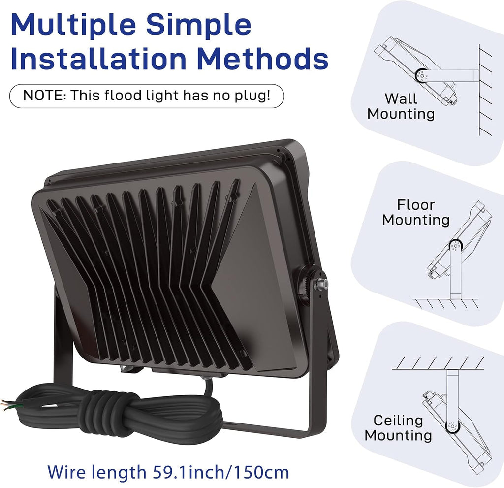 Flood Light Outdoor 150W 2Pack, LED Security Flood Lights with Dusk to Dawn Photocell, 5000K Daylight IP65 Waterproof