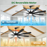84" Ceiling Fan with LED Light and Remote - Black