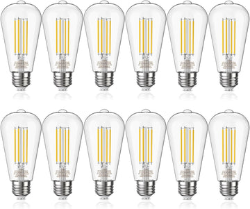 Edison Light Bulbs 5.5W, 60W Equivalent Dimmable Vintage LED Light Bulbs, 500LM E26 Medium Base Soft White 2700K LED (12 Pack)