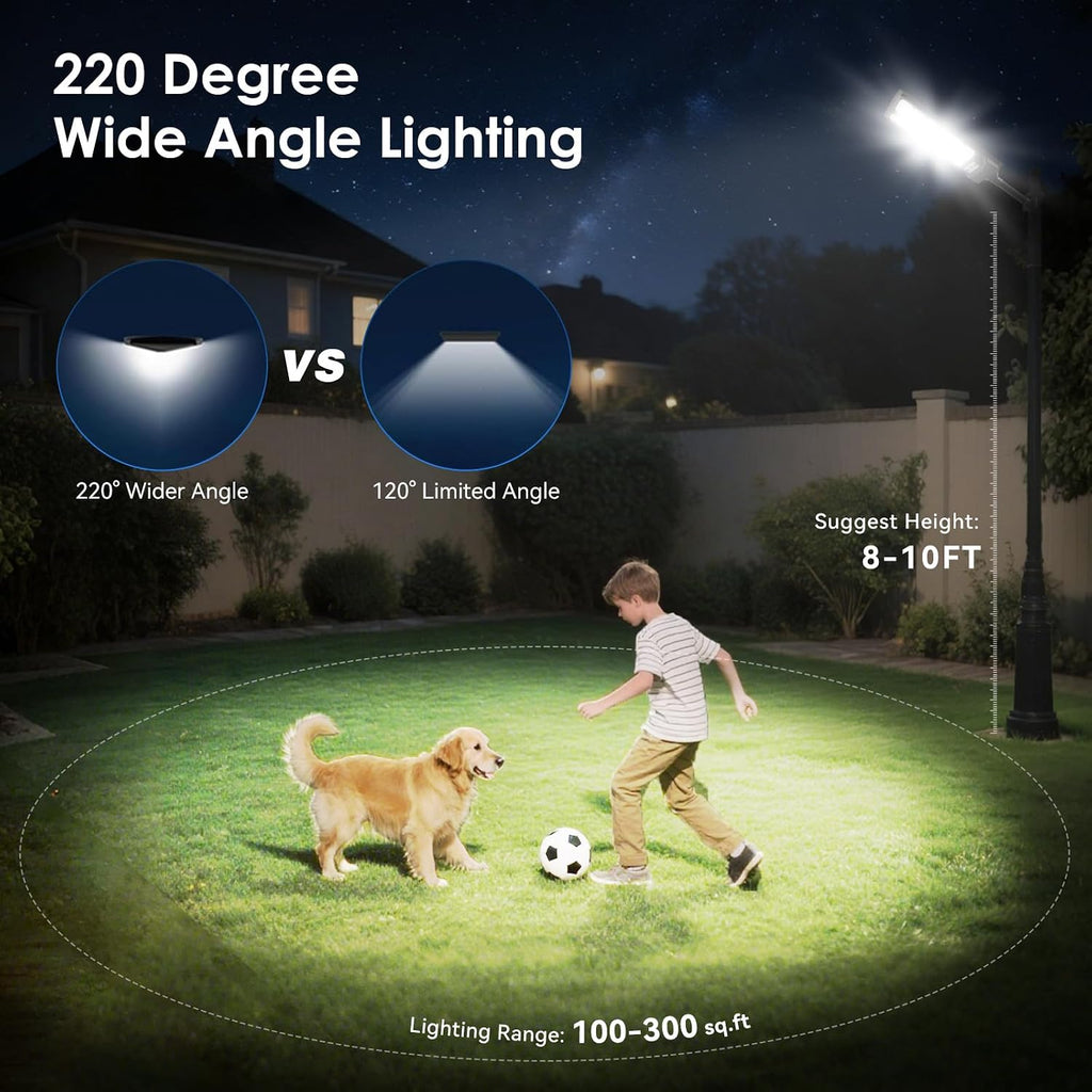 4-Pack Solar Street Lights Outdoor, 13000LM 6500K Waterproof LED Solar Flood Lights with Motion Sensor, Dusk to Dawn