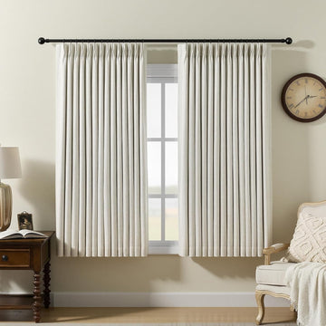 Pinch Pleated Linen Curtains (Set of 2 Panels) 100% Blackout