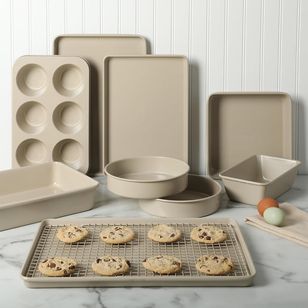 Gallen 10 Piece Pans Ceramic PFA Free Non Toxic Non Stick Bakeware Set - Taupe
