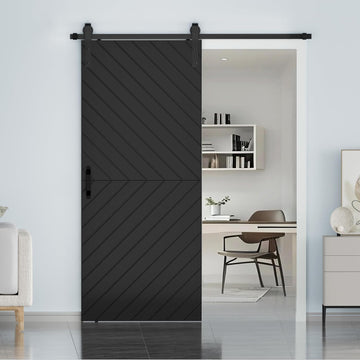 36 in. x 84 in. Sliding Barn Door Modern Door with 6FT Hardware Kit Icluded, Hollow-core Chevron Int