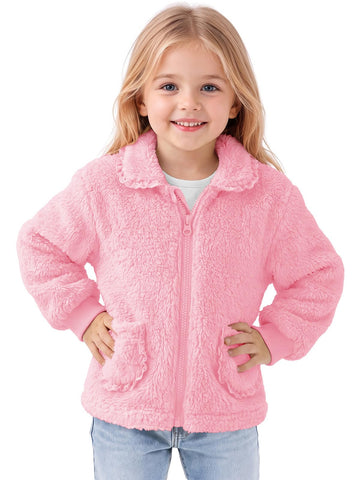 Toddler Baby Girl Fleece Jacket Peter Pan Collar Zip Up Coat