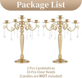 Wedding Candelabra Table Centerpiece: 5 Arm Candelabras for Candlesticks - Gold Candle Holder Set of 2nt