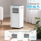 8,000 BTU Portable Air Conditioner, 4-in-1 Portable AC with Remote Control, Fast Cooling, 24H Timers, Window kit