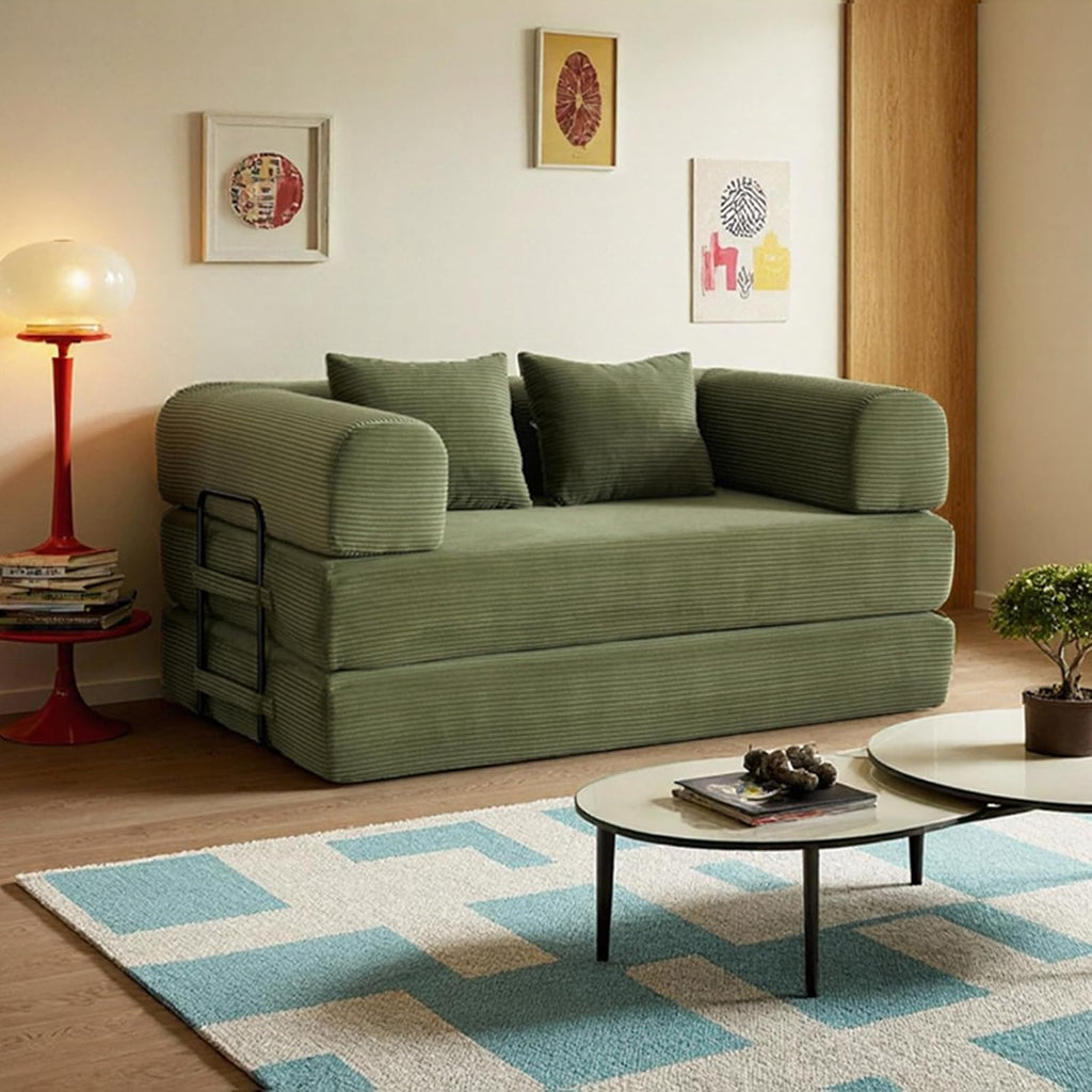 59in Boneless Couch Convertible Futon Sofa Bed Queen for Small Space | Corduroy Boneless Sleeper Sofa, Pull Out