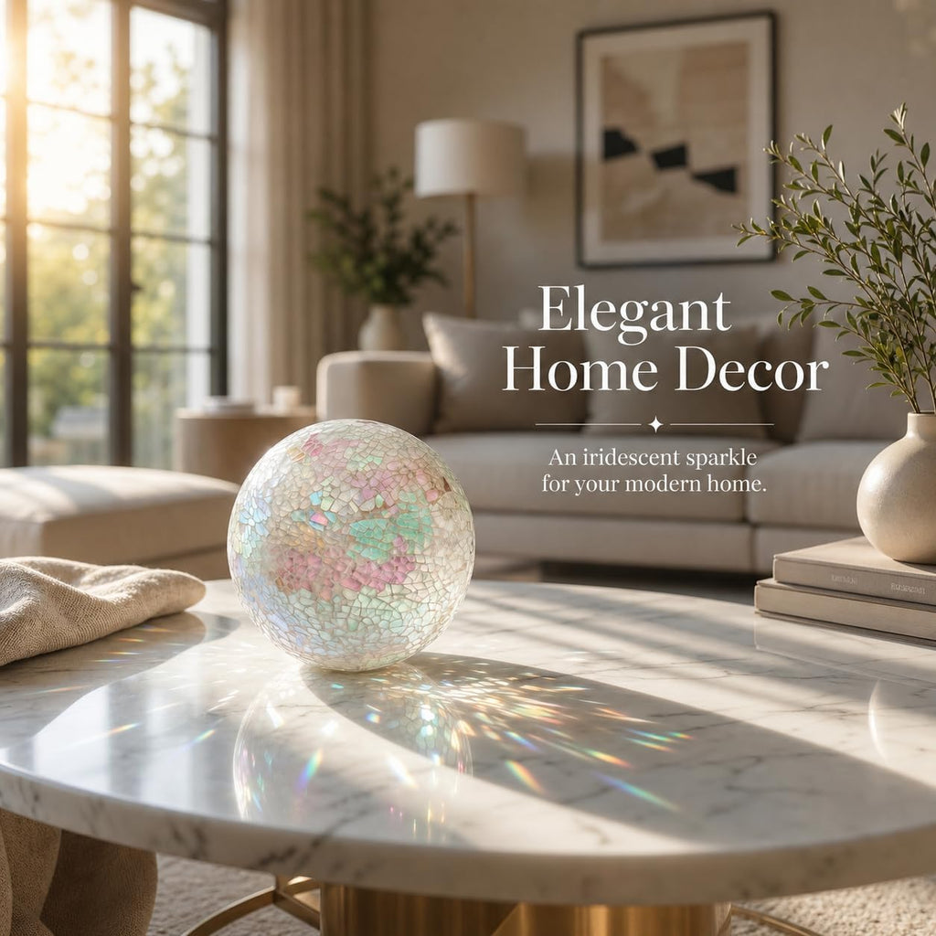 Decorative Balls, 4 Inch Glass Mosaic Orbs Sphere Bowl Fillers, Coffee Table Centerpiece Ball Ornaments - Set of 3