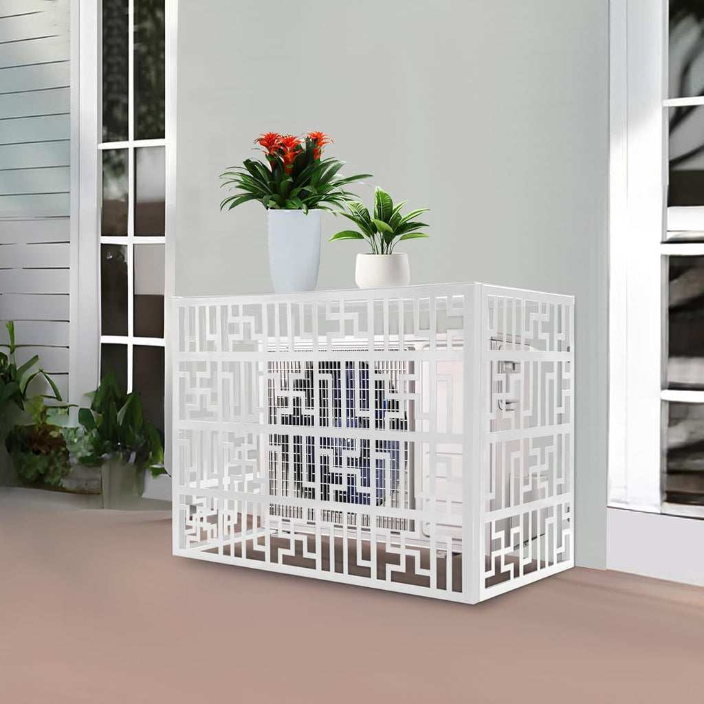 Air Conditioner Fence, White Aluminum Alloy Outdoor Privacy Screens, Air Conditioner Screen Panels for AC Unit