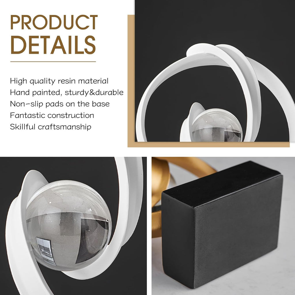 White Statue Decor , Abstract Art Sculptures Home Décor Accents for Coffee Table TV Stand Bookshelf, Resin