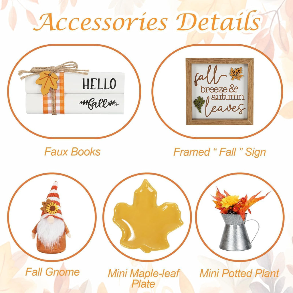 Fall Decorations Indoor, Tabletop 8PCS Fall Tiered Tray Decor Set