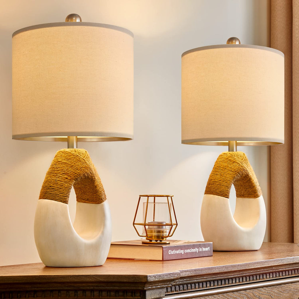 19'' Small Boho Table Lamps Set of 2 for Bedside
