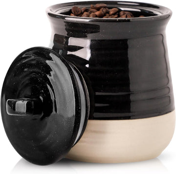Ceramic Food Storage Jar with Airtight Lid, 30 FL Oz Kitchen Canister for Coffee Beans, Tea, Sugar & Candy, Farmhouse - Set of 30