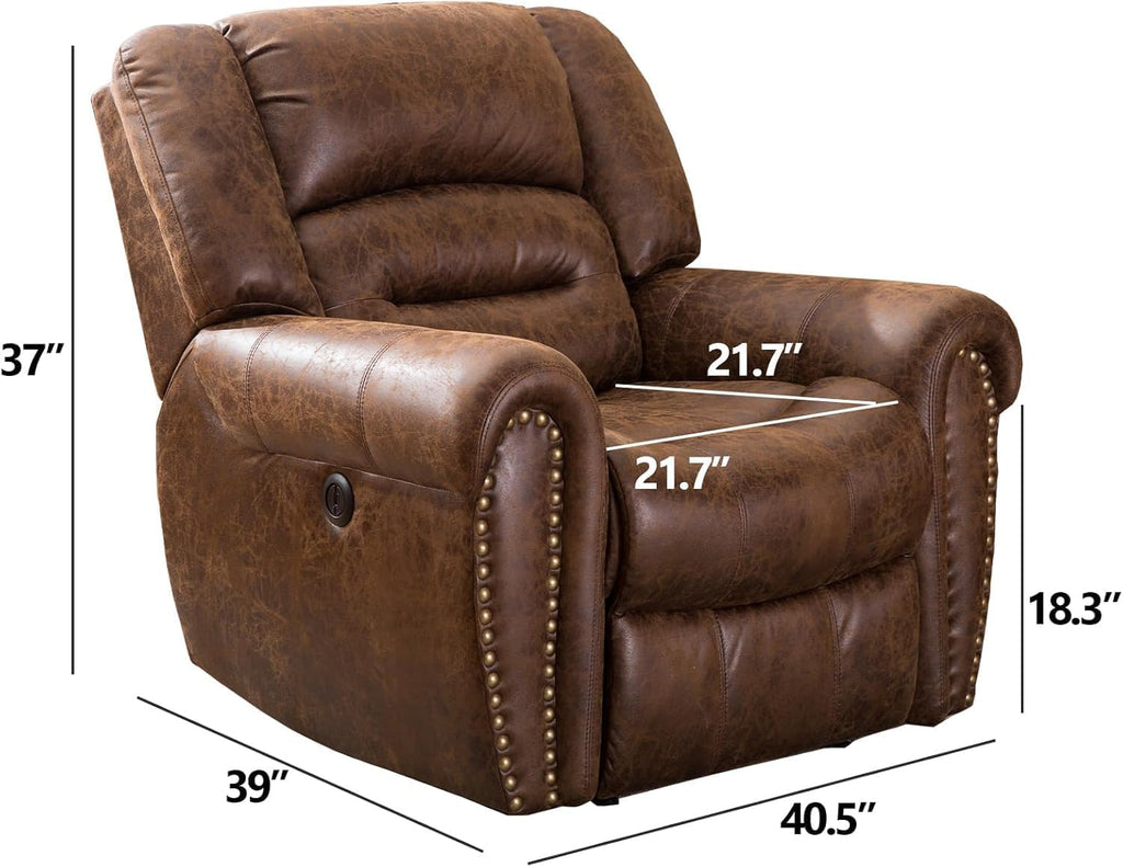 Power Recliner Chair,Faux Leather Electric Recliner Chair with Padded Arms and Adjustable Backrest,Single Sofa with