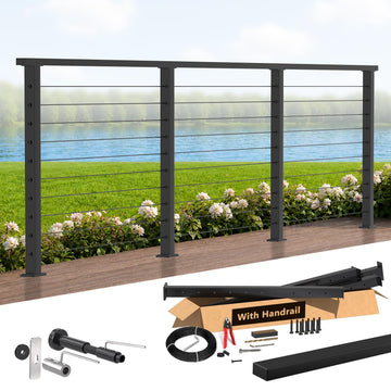 8-12ft Modular 36" Swageless Cable Railing System with Handrail