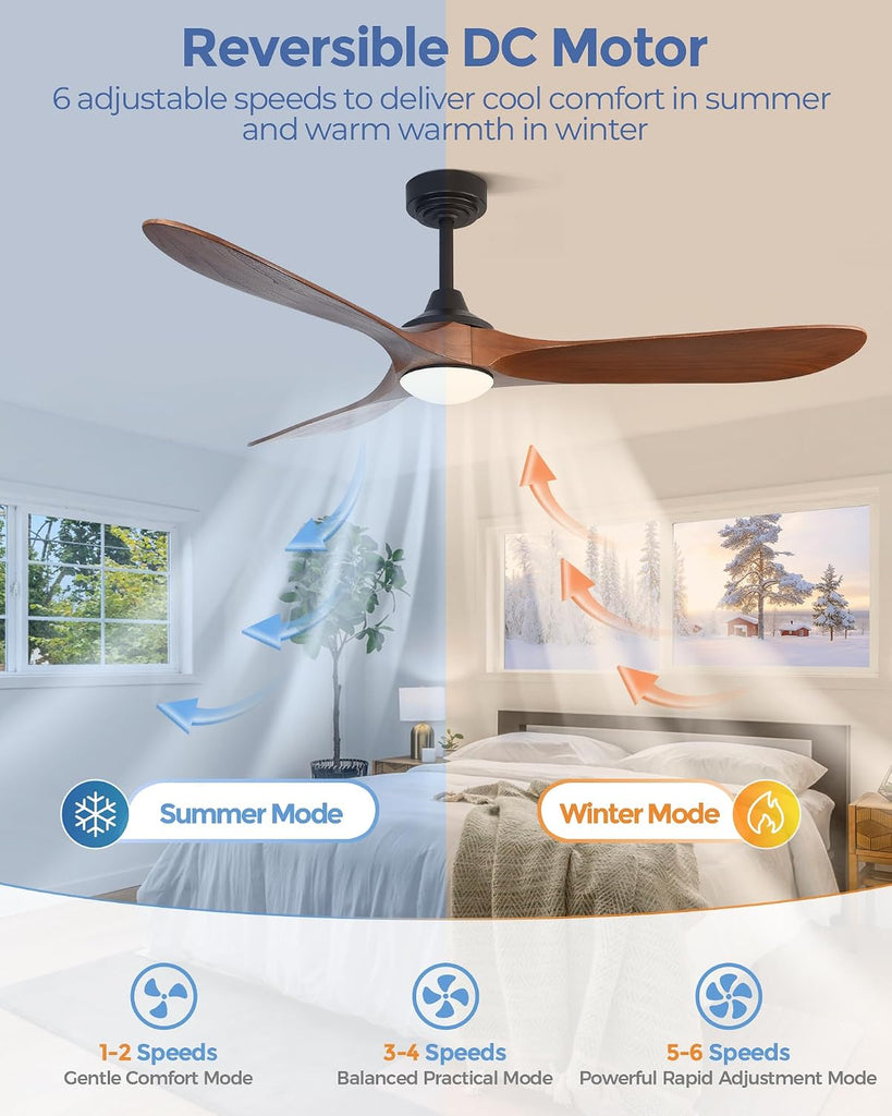 72 inch Outdoor Ceiling Fans with Lights,Smart Wood Large Ceiling Fan for Alexa,Google & APP Control,Indoor/Outdoor