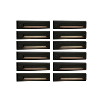12 Pack Low Voltage 9-15V AC/DC LED Linear Step Lights, 2W Landscape Cutoff Stair Riser Light, Outdoor Waterproof