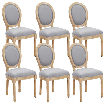French Dining Chairs Set of 6, French Country Dining Chairs, Vintage Farmhouse Dining Chair with Round Back, Solid