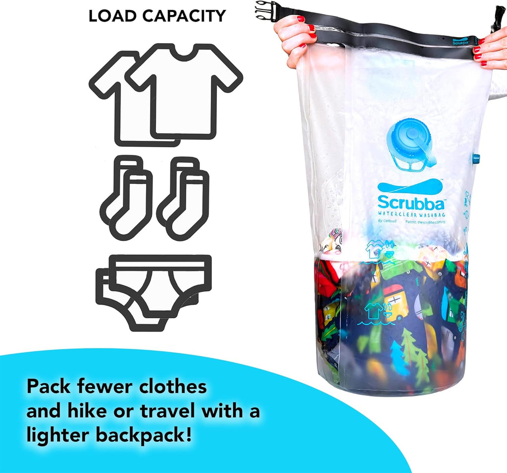 Waterclear Wash Bag Portable Washing Machine - New Water Inlet/Outlet for easy rinsing - Manual Portable Washer for