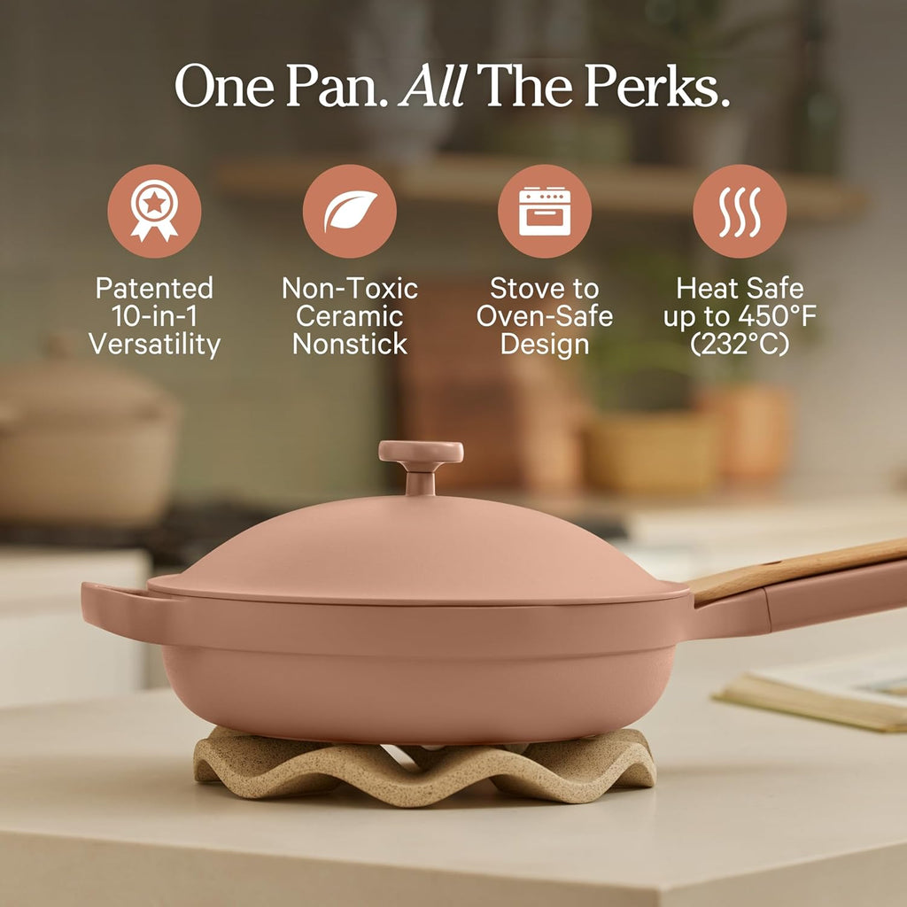 Always Pan 2.0 | 10.5" Ceramic Pan with Modular Lid, Steamer Basket & Spatula | Patented 10-in-1 Nonstick, Non-Toxic