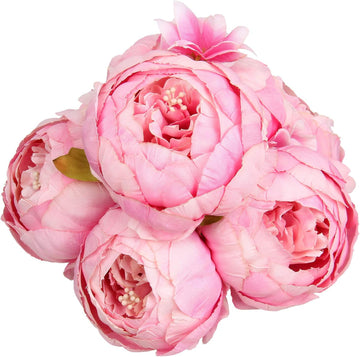 Silk Peony Bouquet Vintage Artificial Peonies Flower Wedding Party Decor (1pcs, New Spring Rose Pink)