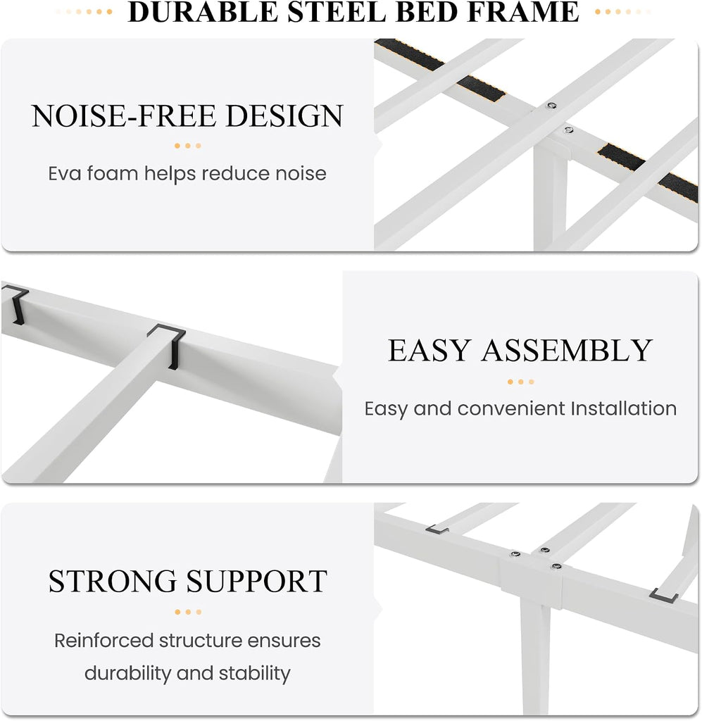 Twin Size Bed Frame for Kids,Metal Bed Frame with Butterfly Pattern Design Headboard & Footboard,No Box Spring