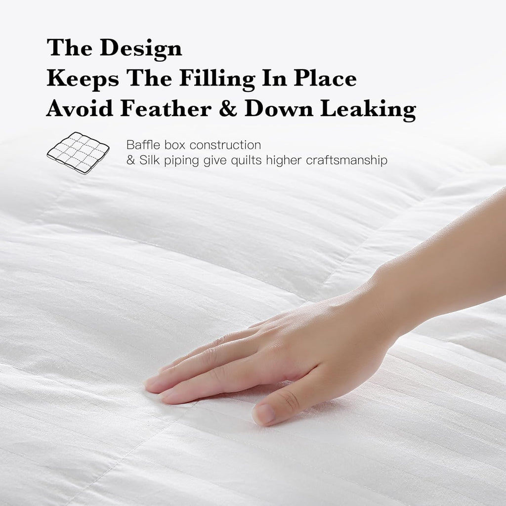 Luxury White Down Comforter Queen, 600 Fill Power All Season Down Duvet Insert Queen