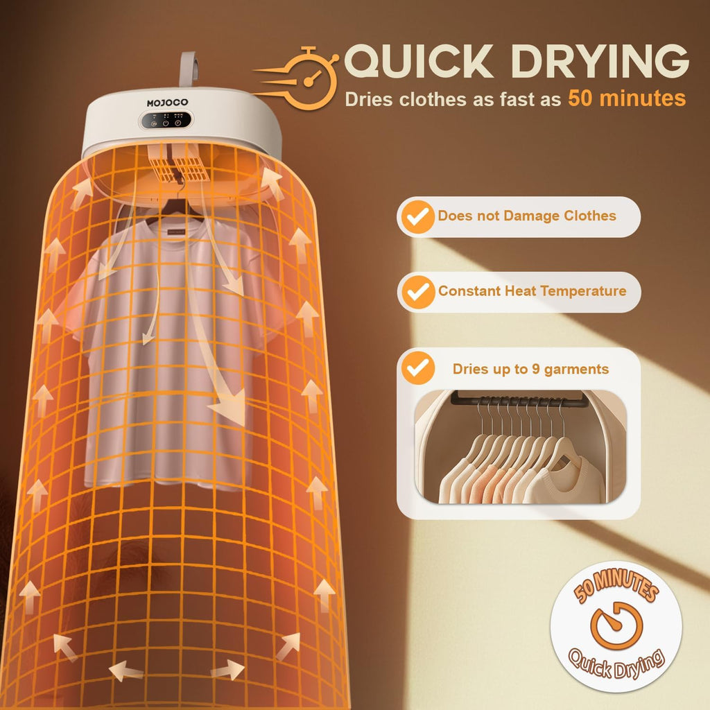 Portable Clothes Dryer - Mini/Compact Dryer for Apartment, RV, Travel - Small Quiet Fast-Drying Machine with Adjustable Timer & Hassle-Free Setup