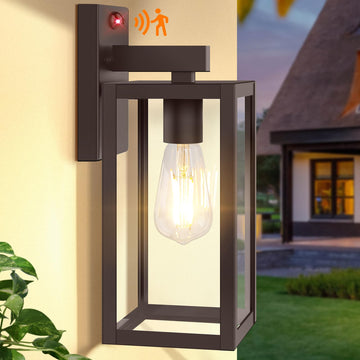 13" Upgraded Motion Sensor Outdoor Wall Light Fixture, Brown