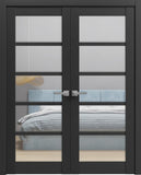 Quadro 4522 | Double Swing Interior French Doors with Glass, MDF, Hardware Included, 60x80, Black, M