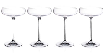 Champagne Saucer - Set of 4 Glasses - Belle Coupe - Cocktail - Glass - Crystal - Glasses - Classic Clear - 11 Oz.