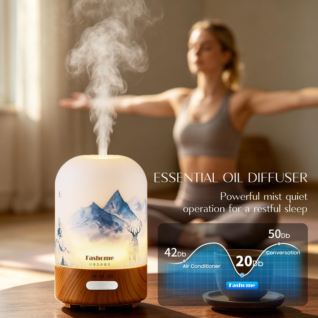 Hand Blown Glass Essential Oil Diffuser, Yoga and Office