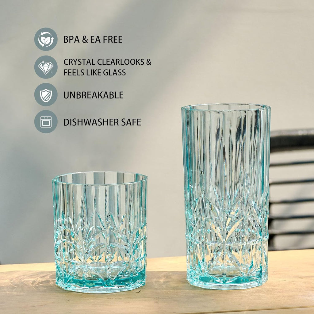 Shatterproof Tritan Plastic Tall Tumbler, Set of 4, 18oz - Myrtle Beach Drinking Glasses - Unbreakable Drinking