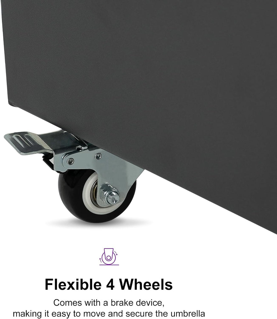 Patio Umbrella Base WK4500 with 4 Lockable Wheels 1100 lbs High Capacity Heavy-Duty Cantilever Offset Steel Weighted
