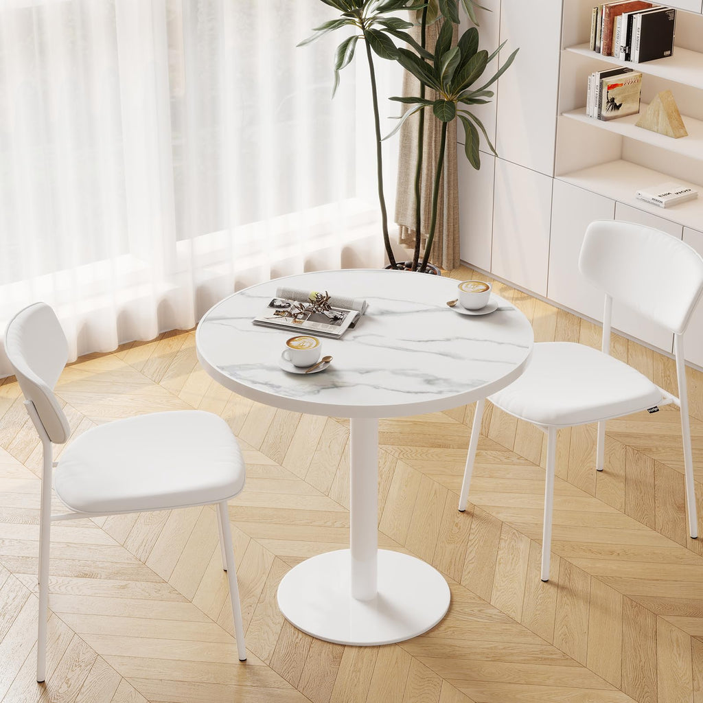 31.5'' Tulip Table, Round Dining Table with Matte Sintered Stone Tabletop