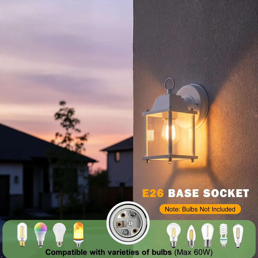 Outdoor Wall Lantern, Wall Sconce as Porch Lighting Fixture, E26 Base, Aluminum Housing Plus Glass