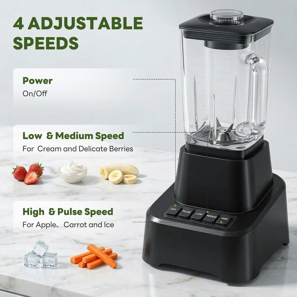 Professional Kitchen Blender, 850 Peak Watts Full-Size Multi Function Blender, 54oz Glass Jar, 4 Speed Pulse Mode