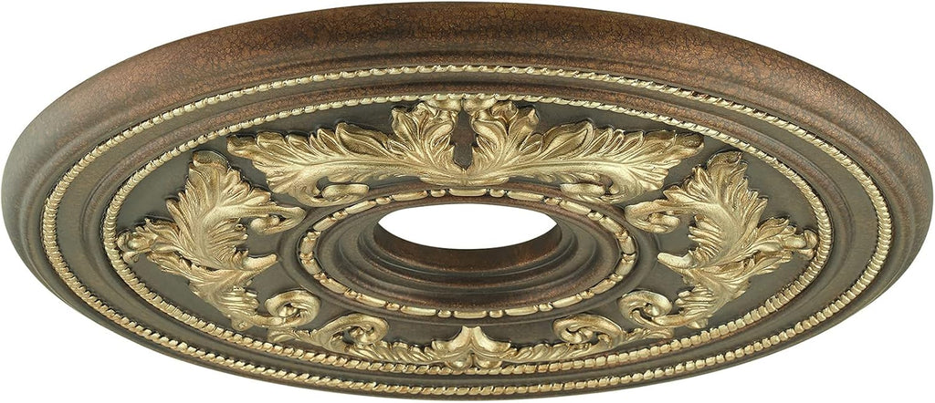 Ceiling Medallion, Hand Applied Palacial Bronze with Gilded Accents, 22.5"D x 1.5"H