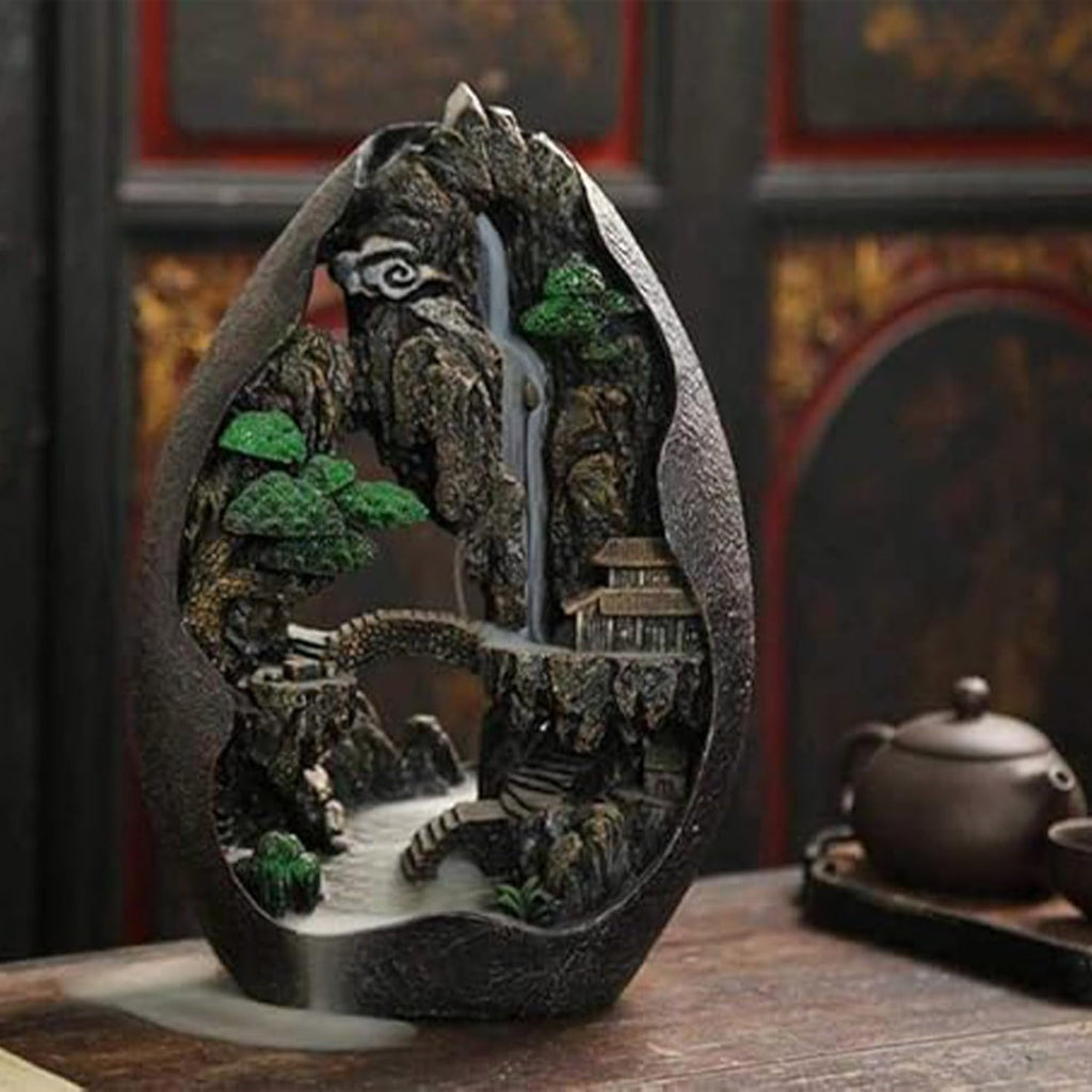 Mountain Waterfall Backflow Incense Burner Cascading Incense Cone Holder
