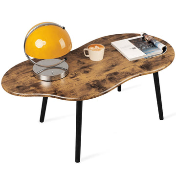 Small Cloud Coffee Table Wooden Living Room Center Table Glossy Brown