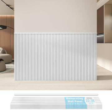 79.3 x 40.7 Inch Beaded Wainscoting Wall Panel, 22.38 sq.ft, White