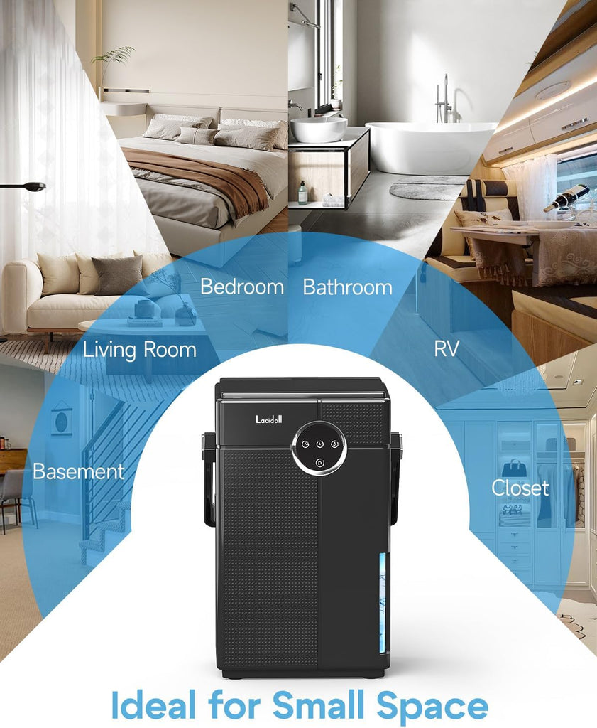 Small Dehumidifier with Drain Hose, Portable Dehumidifier for Bathroom