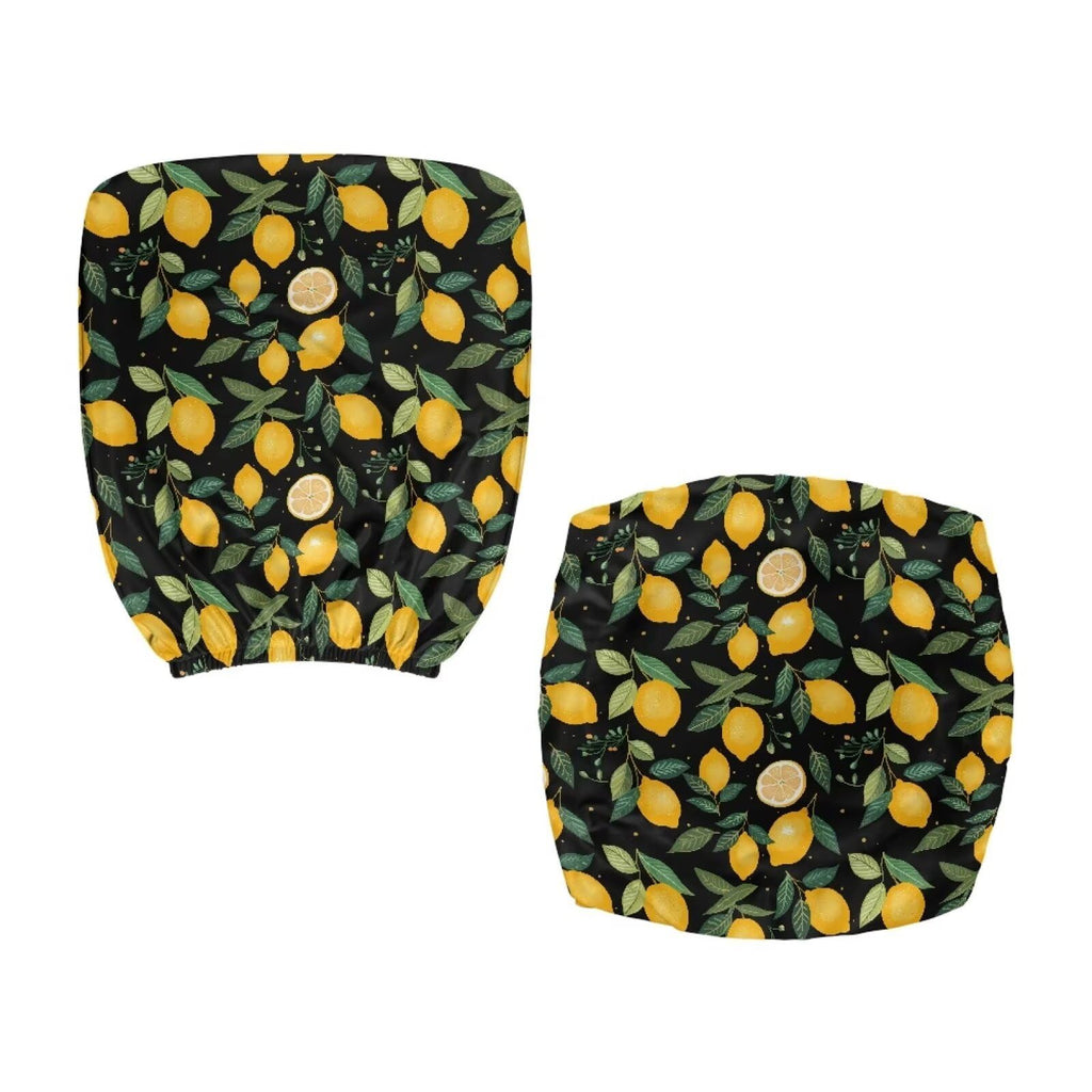 Lemon Leaf Print Office Computer Chair Covers, Split Stretchable Seat Cover Removable & Washable Rotating Chair
