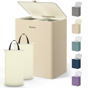 Laundry Hamper with Lid 160L, 2-Compartment Sorter, Removable Bags