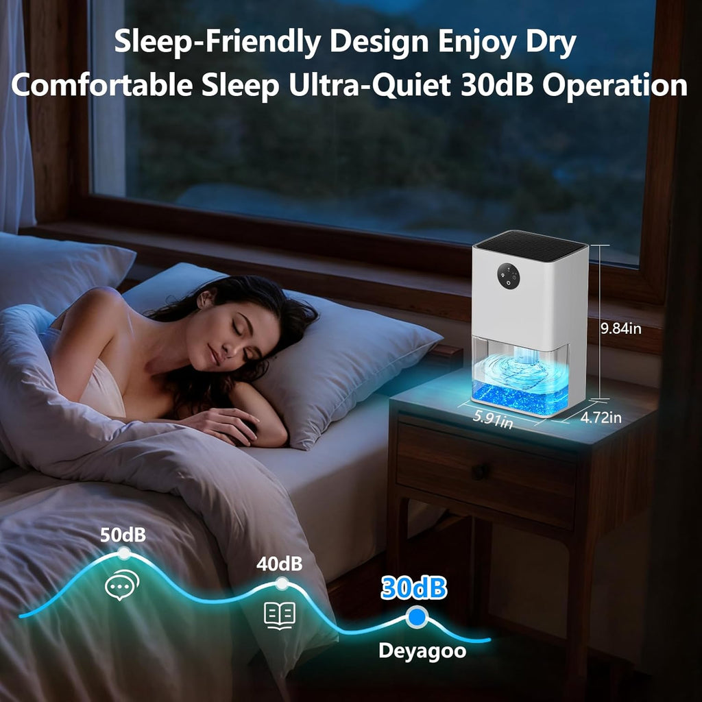 Dehumidifier, 1500ML (50 OZ) Small Dehumidifier for Home (300 Sq. Ft), Quiet with Auto Shut Off