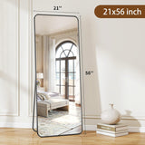 Black Full Length Mirror, 56"x21" Rounded Corner Floor Mirror Standing Hanging or Leaning Against Wall, Suitable or