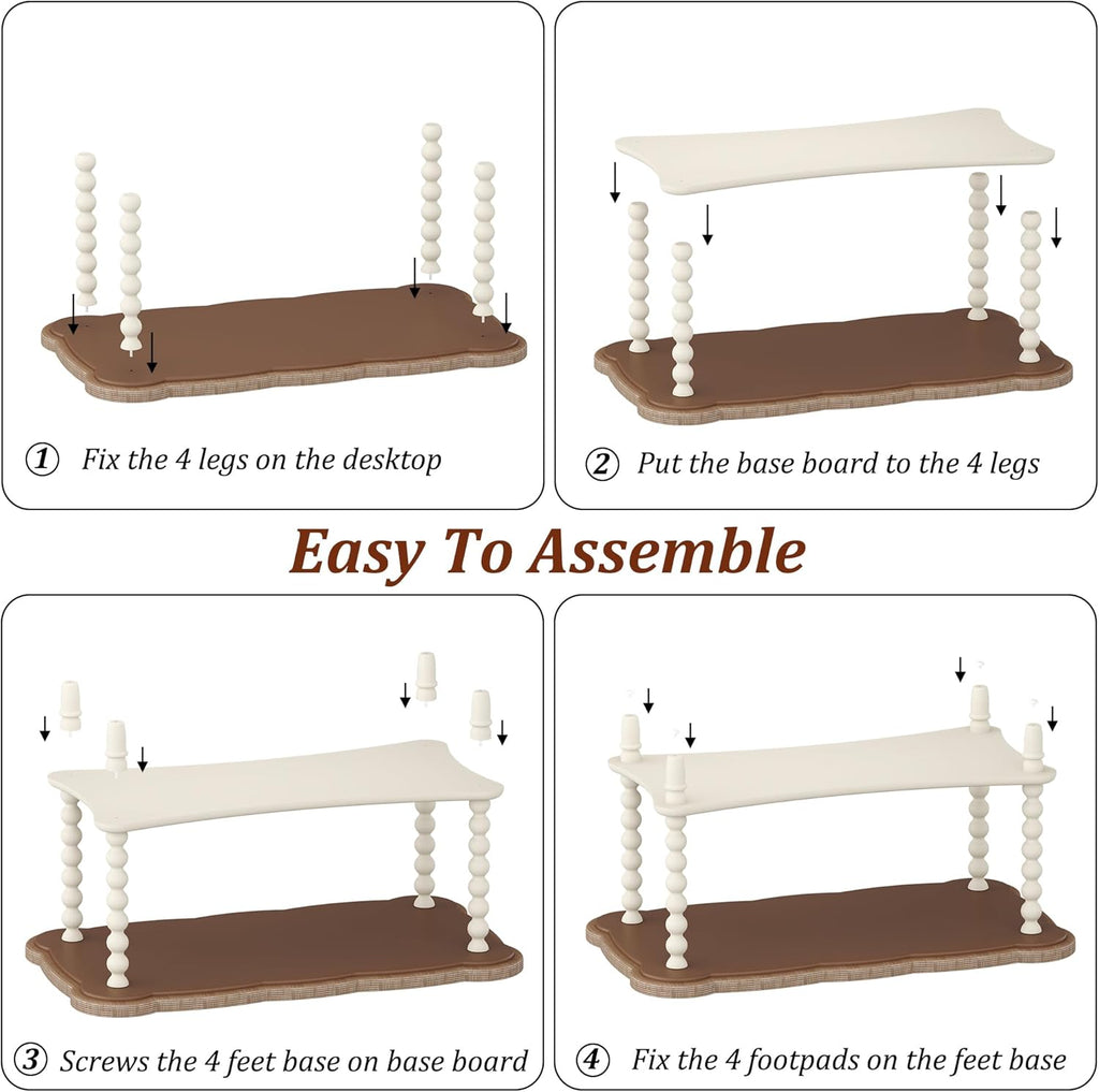 Farmhouse Coffee Table, Rustic White French Country Center Table with Storage Shelf, Wood Coffee Tables Dining Room