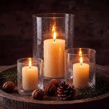Clear Glass Hurricane Candle Holder Set of 3 Cylindrical Glass Vase Modern Rustic Table Centerpieces for Pillar
