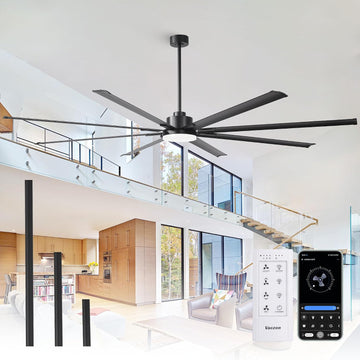 100" Ceiling Fan with LED Light and Remote - Black